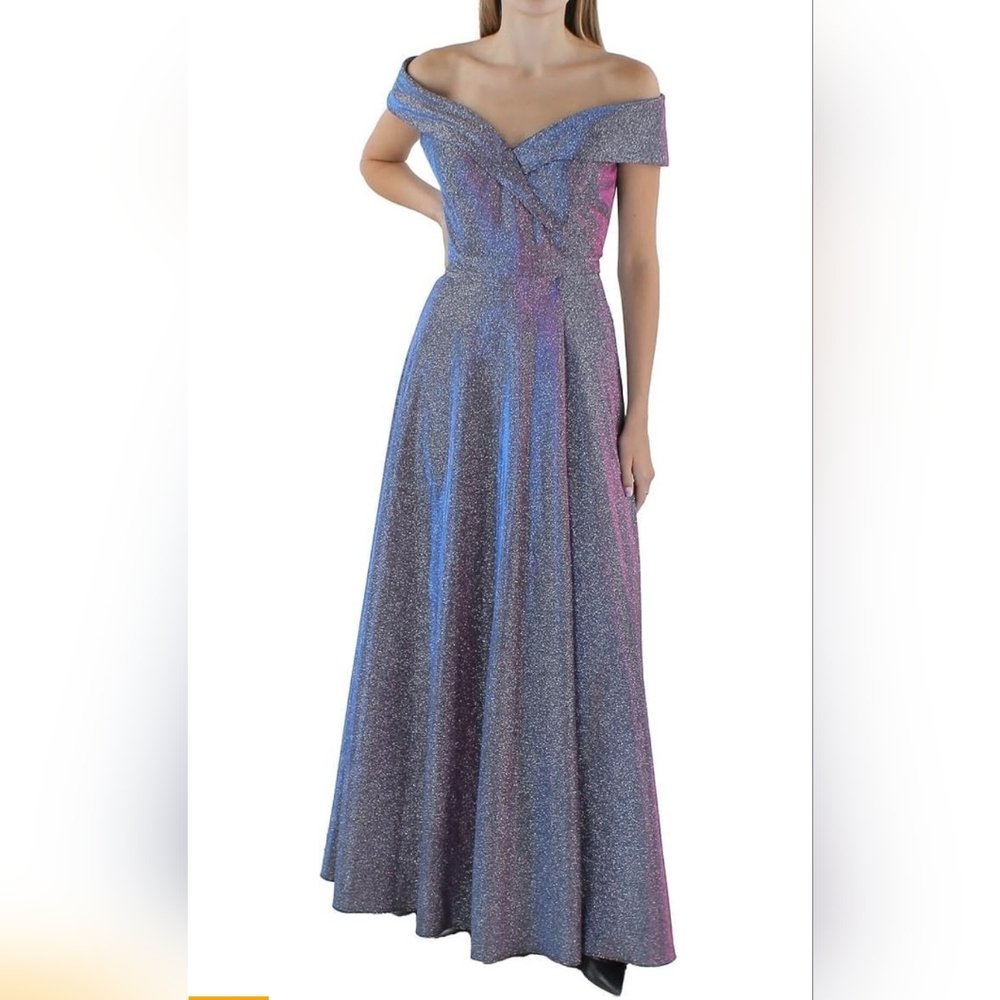 Xscape Metallic Slit Evening Dress